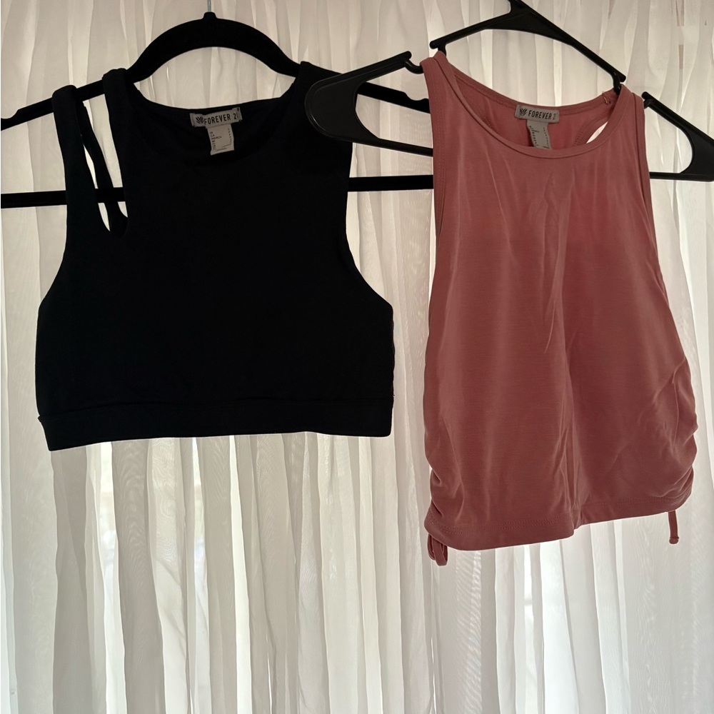 Forever 21 Black and Pink Crop Tops